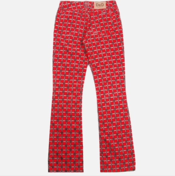 Dolce & Gabbana Vintage Red Velvet Patterned Pants Size 28. - Picture 13 of 16